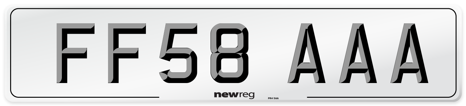 FF58 AAA Number Plate from New Reg